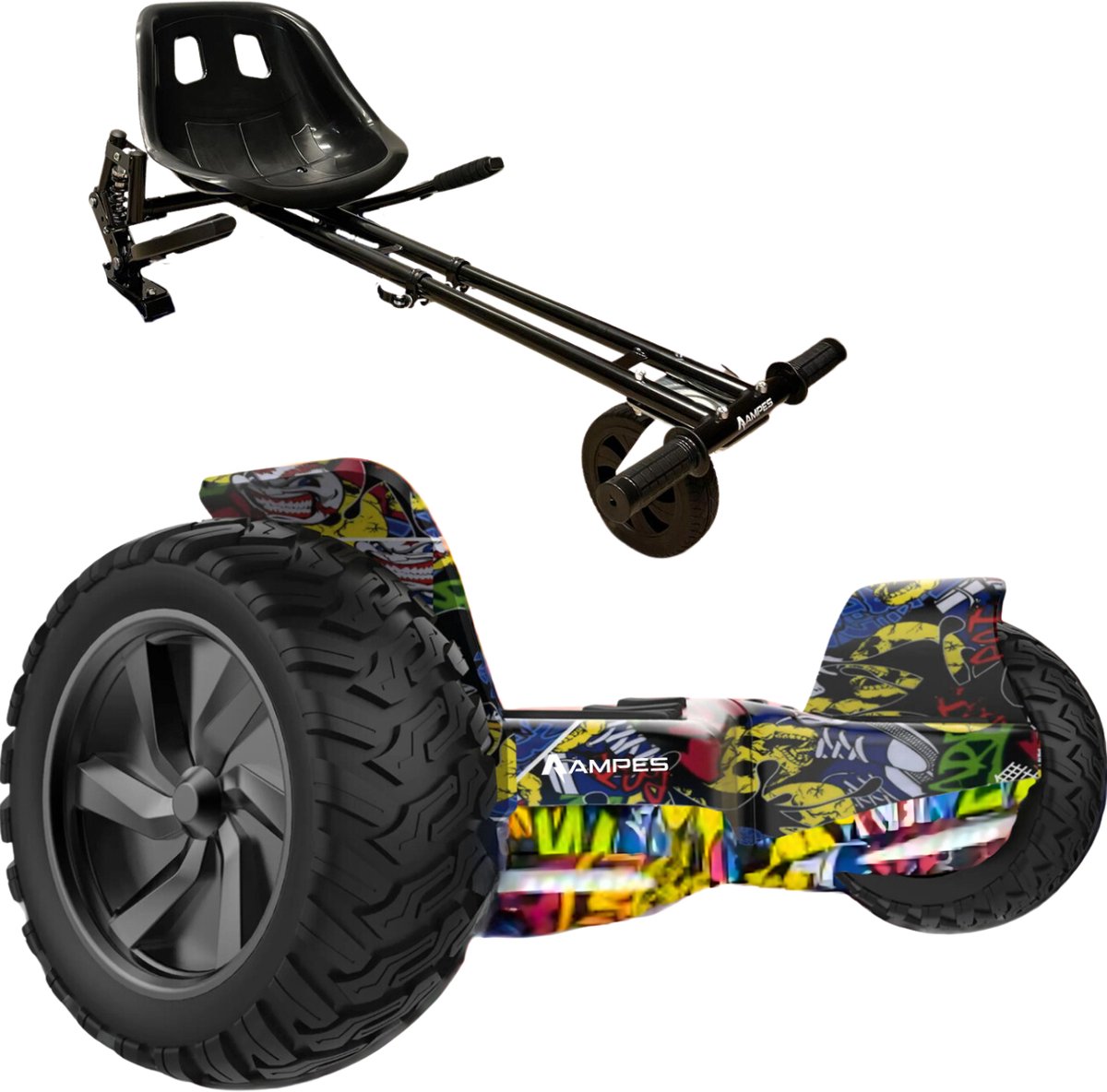 Bol.com Off Road Hoverboard - Ampes - Bluetooth Speaker - 36V 4.0 Ah Accu - Oxboard - 15 km/h - UL2272 Gecertificeerd - LED Verl... aanbieding