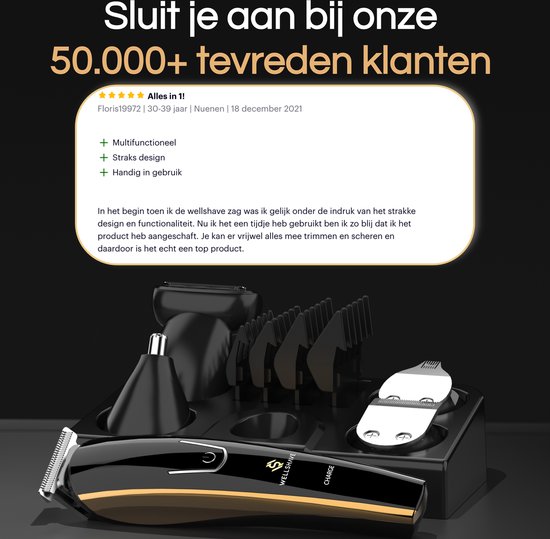 Wellshave 5 in 1 Baardtrimmer Mannen Pro - Trimmer Baard en Lichaam