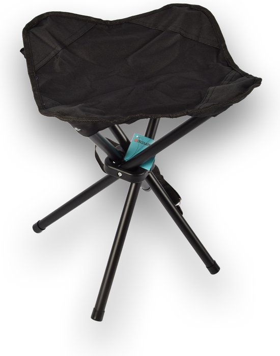 Discountershop Opvouwbaar Vouwkrukje met Tas - Zwart Viskrukje - 56cm x 33cm x 42cm - Staal & Polyester - Voor Kamperen en Vissen van Discountershop — afbeelding 2