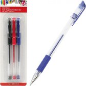 best choice balpennen 3 stuks blauw rood zwart, rubberen handgreep , gelpennen, zuiniger