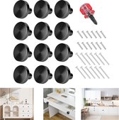 12 stuks ladeknoppen ronde meubelknoppen zwart enkel gat deurgrepen met schroeven en schroevendraaier ladeknoppen voor kast kledingkast dressoir lade 30x25mm
