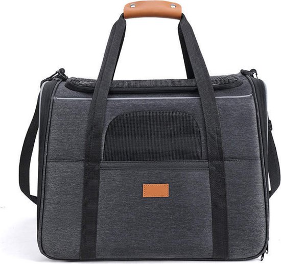 Miravo - Reistas Kat – Draagtas Kat – Reismand Kat – Opvouwbare & Ventilerende Katten Draagtas met Schouderband – Voor Katten en Kleine Honden – Zwart Luxe