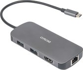 Deltaco USBC-HDMI26 USB-C Docking Station - HDMI 4K 60Hz - RJ45 - 3 x USB 3.1 - USB-C 85W - SD kaart - Space Grey