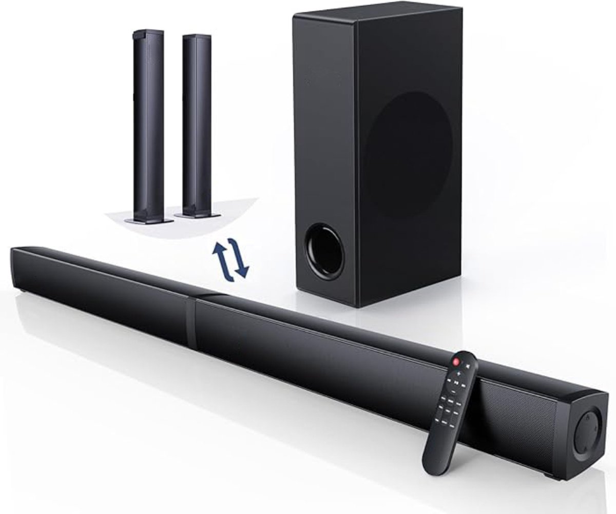 Uitklapbare Surround Set Home Cinema 2-in-1 - Soundbars Voor TV Met Subwoofer 12L Deep Bass - Surround Systeem 180W Met Afstandsbediening