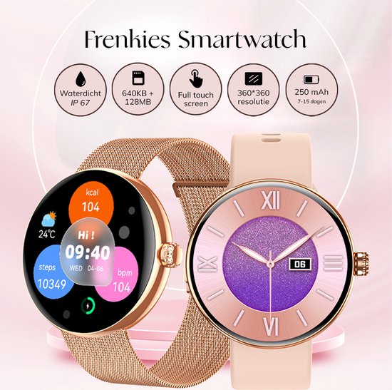 Frenkies Smartwatch Dames Rose Goud Stappenteller Horloge Dames Activity. bol