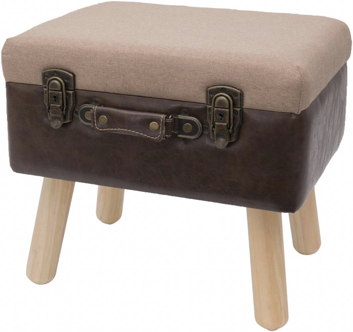 Stellar Vintage kruk - Met Opbergruimte Van Hout - 40 x 30 x 40 cm - Bruin - Klassiek - Voetenbankje - Kruk Met Ppbergruimte