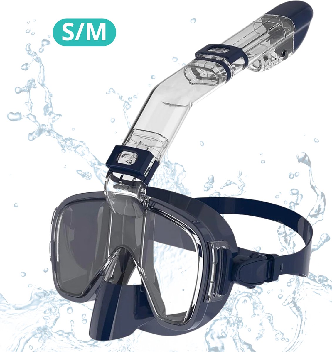 Actania Snorkelmasker - Volwassenen - Snorkel - Snorkelset - Duikbril - Full Face - S/M - Marineblauw