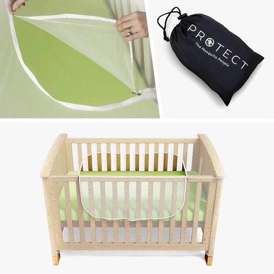 klamboe voor kinderbedden - klamboe voor babybedjes/wiegjes. Insectenwerende klamboe met ritssluiting voor snelle en gemakkelijke toegang tot uw baby
