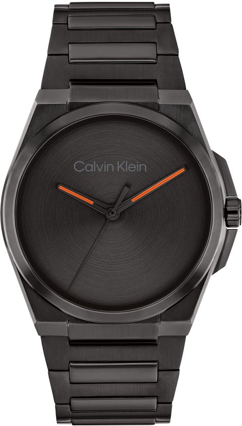 Calvin Klein CK25200455 META-MINIMAL Heren Horloge - Mineraalglas - Staal - Zwart - 41 mm breed - Quartz - Vouw/Vlindersluiting - 3 ATM (spatwater)