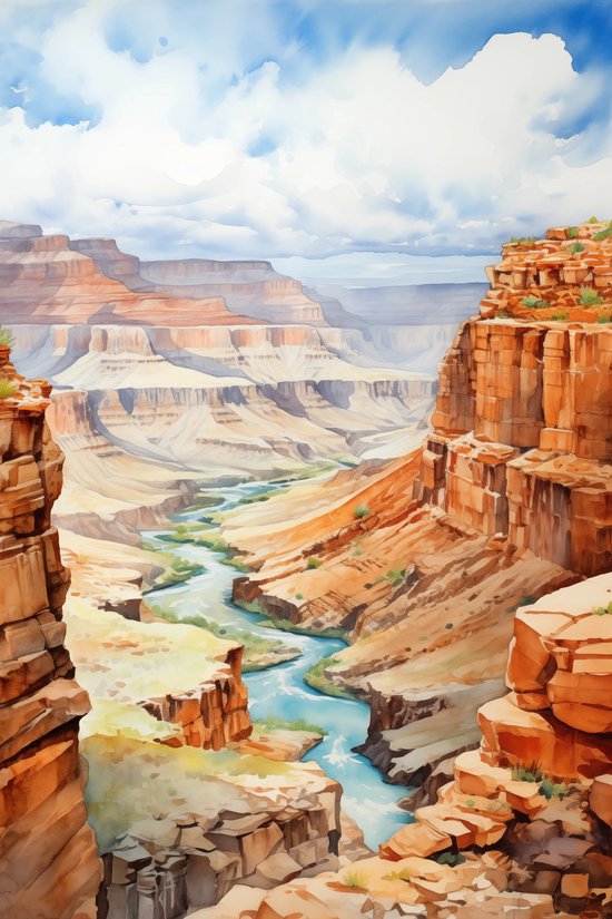 The Grand Canyon Poster | Landschapsposter | Amerika Poster | Reisposter | Natuurposter | Huisdeco | 61x91cm | Wanddecoratie | Muurposter | YR | Geschikt om in te lijsten
