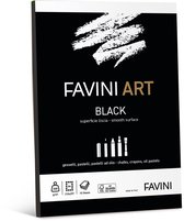 Favini ART BLACK PAD, zwart glad papier voor wasco, krijt, potlood, olieverf 320 g. 10 sheets A4