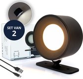 2x Latium Oplaadbare LED Wandlamp voor Binnen - USB Oplaadbaar - Draadloos - Batterij - Dimbaar - Nachtlampje - Slaapkamer - Woonkamer - Touch Control - 360º rotatie - Zwart