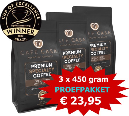CafeCasa specialty coffees -proefpakket premium koffiebonen 3 x 450gram - koffiebonen proefpakket - koffiebonen machine - moederdag cadeau