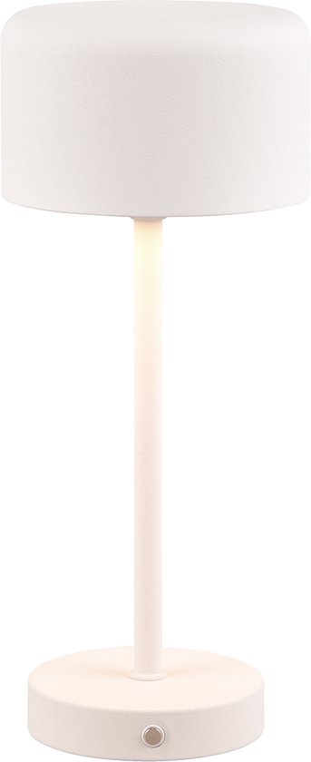 LED Tafellamp met Opbaadbare Batterijen - Torna Elf - 1.5W - Warm Wit 3000K - Mat Wit - Metaal