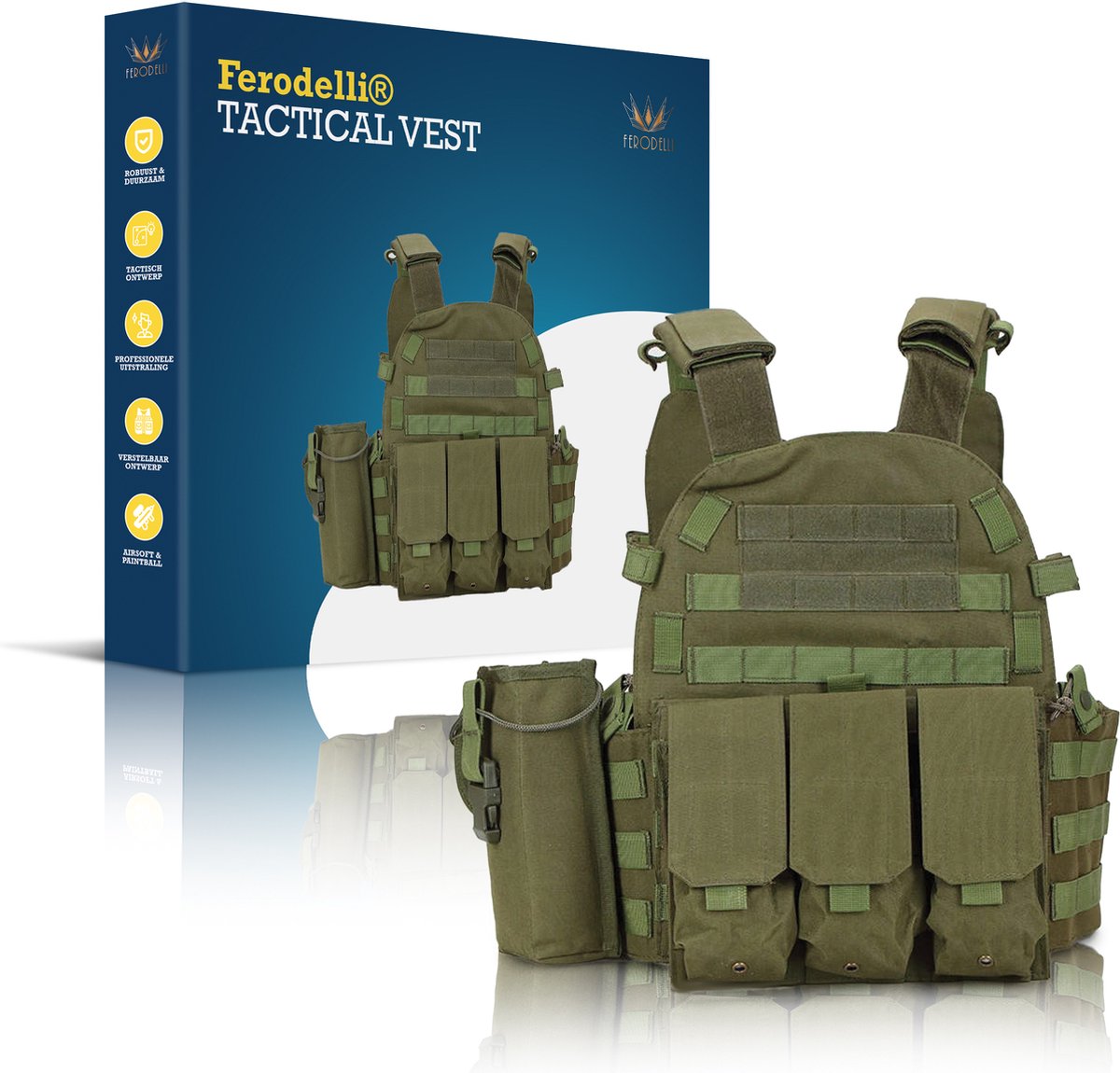 Ferodelli Carnaval Leger Kleding Vest Outdoor Accesoires Groen