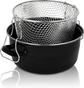 pan with chrome edge and sieve insert - 24 cm - perfect heat conduction - pan for frying fries, calamari, etc.