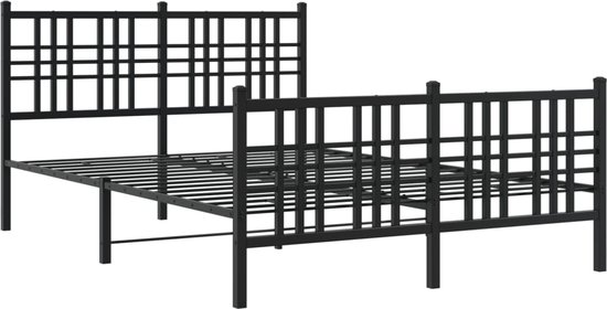 vidaXL - Bedframe - met - hoofd- - en - voeteneinde - metaal - zwart - 140x200 - cm