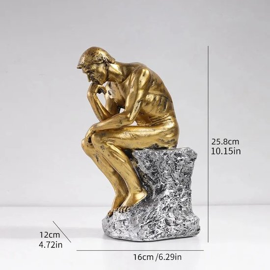 Sculptuur De Denker - Modern decoratief figuur van marmoriet 29 cm g Sculptuur De Denker - Modern decoratief figuur van marmoriet 29 cm g