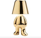 Sfeerverlicht® Golden Boy Daan - Tafellamp Oplaadbaar - Draadloos en Dimbaar - Gadget - Bureaulamp