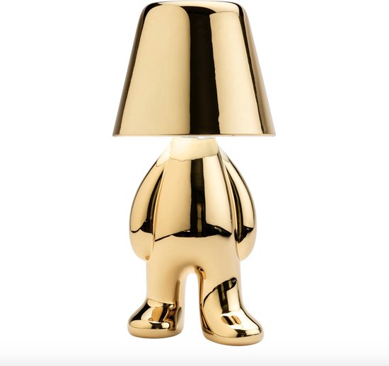 Sfeerverlicht® Golden Boy - Tafellamp Oplaadbaar - Draadloos en Dimbaar - Gadget - Bureaulamp