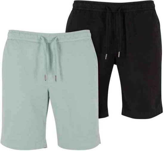 Urban Classics - Stretch Twill Joggshorts 2-Pack Korte broek - 5XL - Mintgroen/Zwart