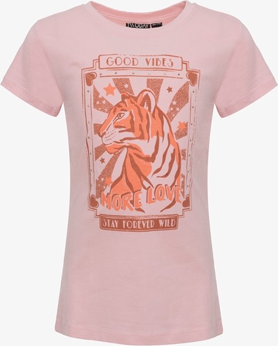 TwoDay meisjes T-shirt met tijger lichtroze