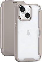 Mobigear Telefoonhoesje geschikt voor Apple iPhone 15 Hoesje Hardcase | Mobigear Smart Fit Bookcase - Grijs
