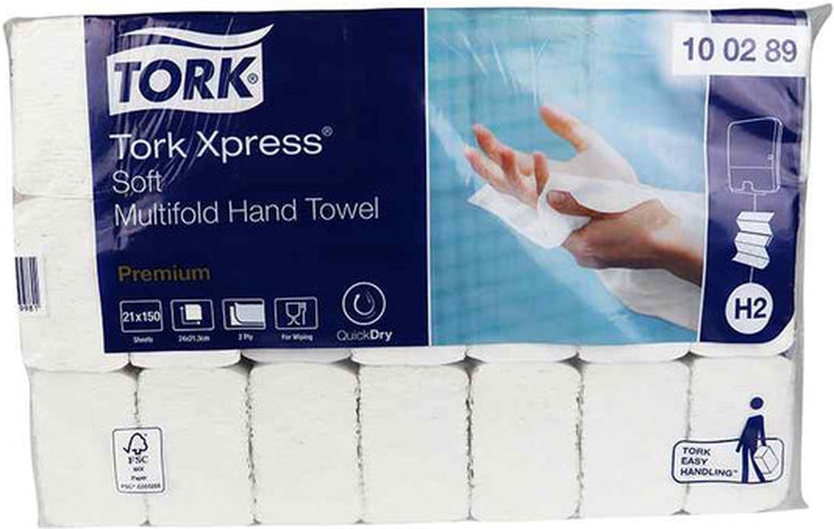 Tork Xpress® Zachte Multifold Handdoek Premium, 2-laags, wit H2