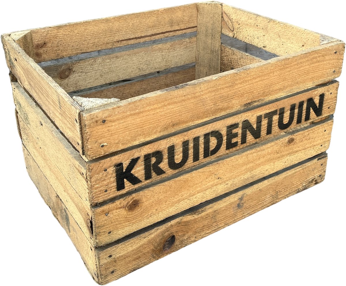 Fruitkist Kruidentuin - Gebruikte fruitkist L50xB40xH30 cm - DecoLis - Maak van dit kistje je eigen kruidentuintje! pluktuintje - moestuintje!