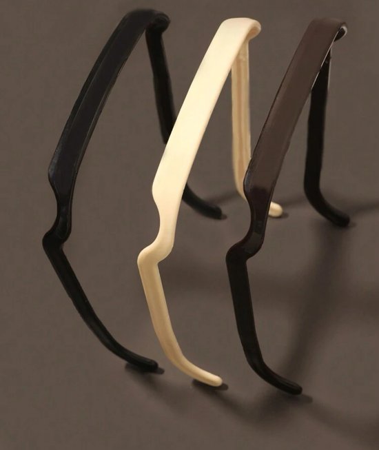 Cleana - Hairband Sunglasses Style - Diadem - Bandeaux cheuveux 3 pièces ensemble - Marron, Zwart et Wit