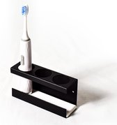 Tandenborstelhouder, aluminium, zelfklevende houder voor elektronische tandenborstels, roestvrij, snelle stabiele wandmontage, zonder boren, voor gezinnen (zwart 3-voudig)
