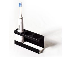 Tandenborstelhouder, aluminium, zelfklevende houder voor elektronische tandenborstels, roestvrij, snelle stabiele wandmontage, zonder boren, voor gezinnen (zwart 3-voudig)
