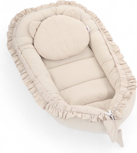 Babynestje - FRILL - Babynest SET met kussen - Beige