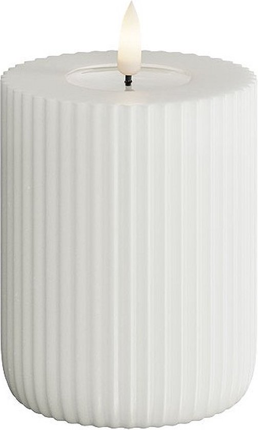 Deluxe Homeart Led Kaars Solid Stripe White 7,5 x 10 cm