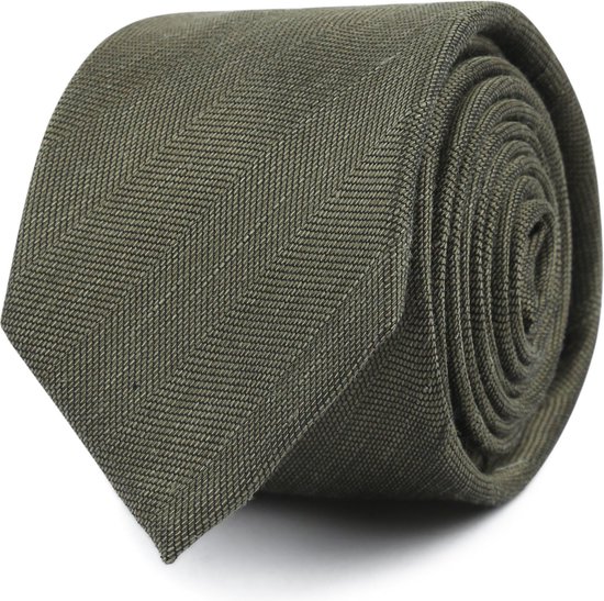 Convient - Cravate en soie et lin Vert - Cravate de Luxe pour hommes en 100% soie, Lin - Uni