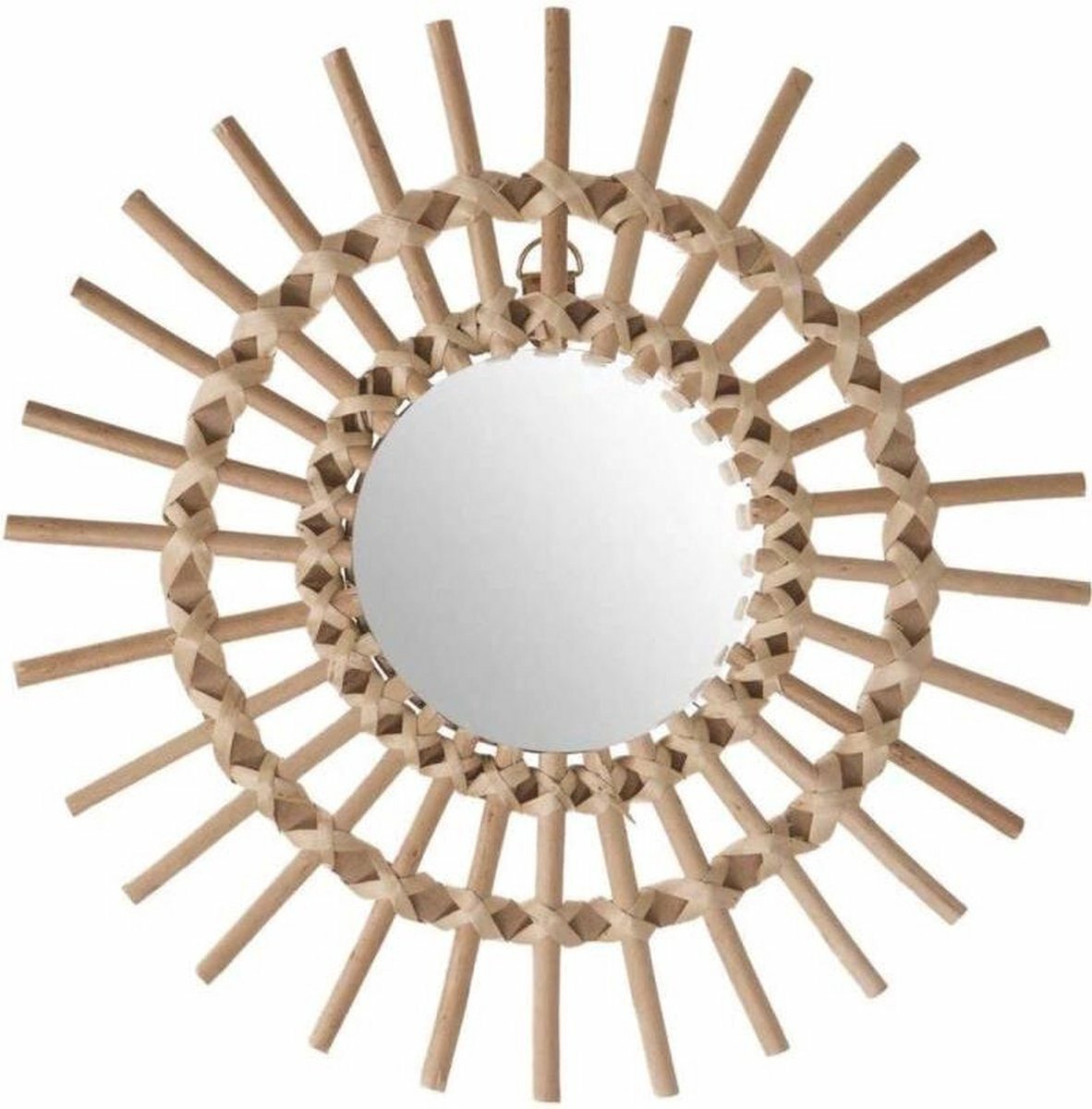 Atmosphera Wandspiegel - rond - rotan - D30 cm - bohemian/boho spiegel Beige moyen