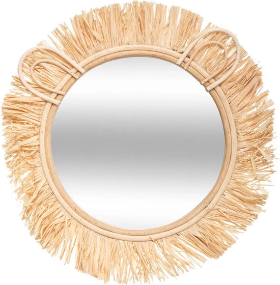 Atmosphera Wandspiegel - safari - rotan - D38 cm - bohemian/boho spiegel