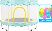 Trampoline FOXSPORT - Trampoline pour Enfants - avec filet - trampoline d'intérieur 150 cm - Jouets pour Garçons et Filles - Blauw