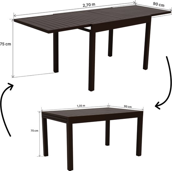 NATERIAL - LYRA II uitschuifbare tuintafel - 6 tot 10 personen - 135 / ...