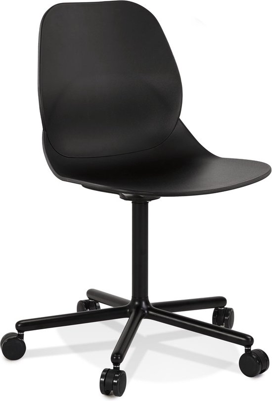Alterego Zwarte moderne bureaustoel 'MAGELLAN' op wieltjes