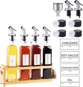 SHOP YOLO-Olijfolie-roestvrijstalen dispenser flessen-olijfolie-azijn-saus Cruets Dispenser-glas koken olie & azijn Cruet Set voor keuken en BBQ-2 stuks