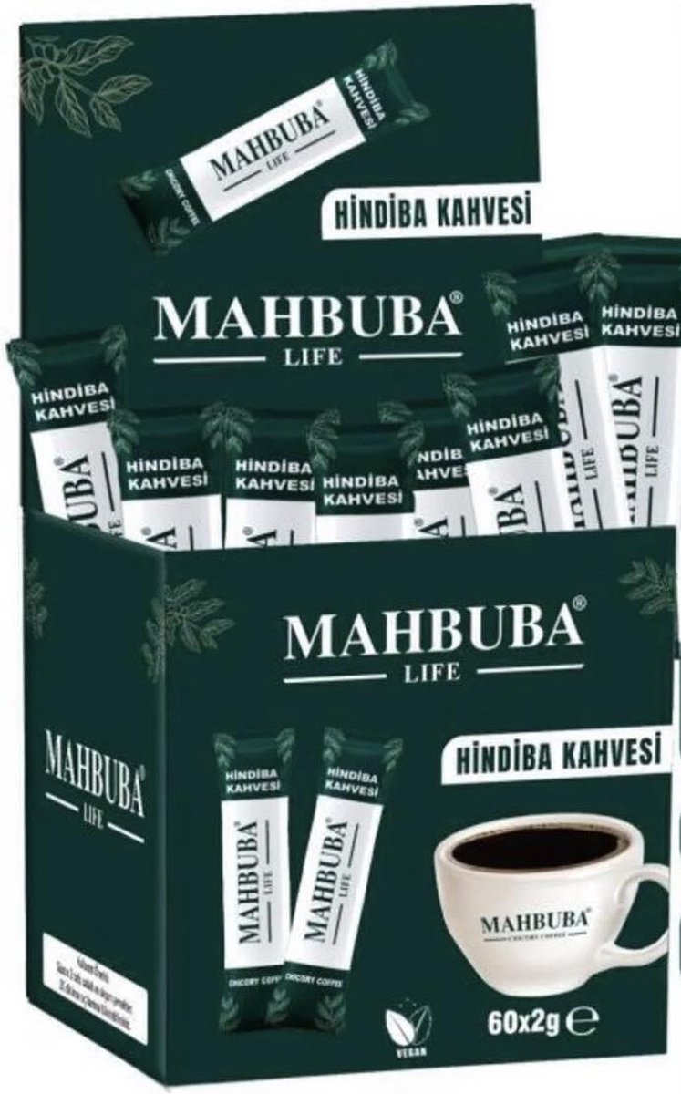 Goedkoopste Mahbuba Coffee Life Hindiba Kahvesi, Cichorei Koffie Helpt om af te vallen en oedeem te verlichten, Detox Dieet Afslanken 60x2gr 1 Maand Gebruik forx5