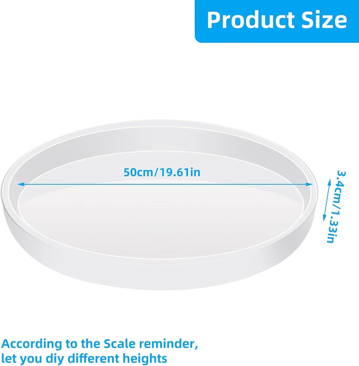 Moule En Silicone Rond Pour Plateau Résine – Diamètre 17.2 Cm, Bord Relevé | Pour Dessous De Verre, Plateau Fruits DIY - 2