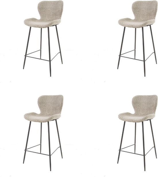 ML-Design Barkrukken Set van 4 Beige Stoffen Bekleding 75 cm