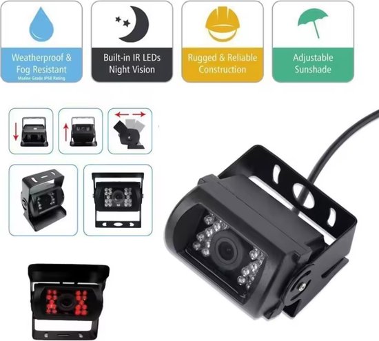 BrandWay Bedrade Achteruitrijcamera set met 2 Camera's en 7 inch scherm - Auto / Camper / Caravan / Vrachtwagen / Landbouw van BRA — afbeelding 2