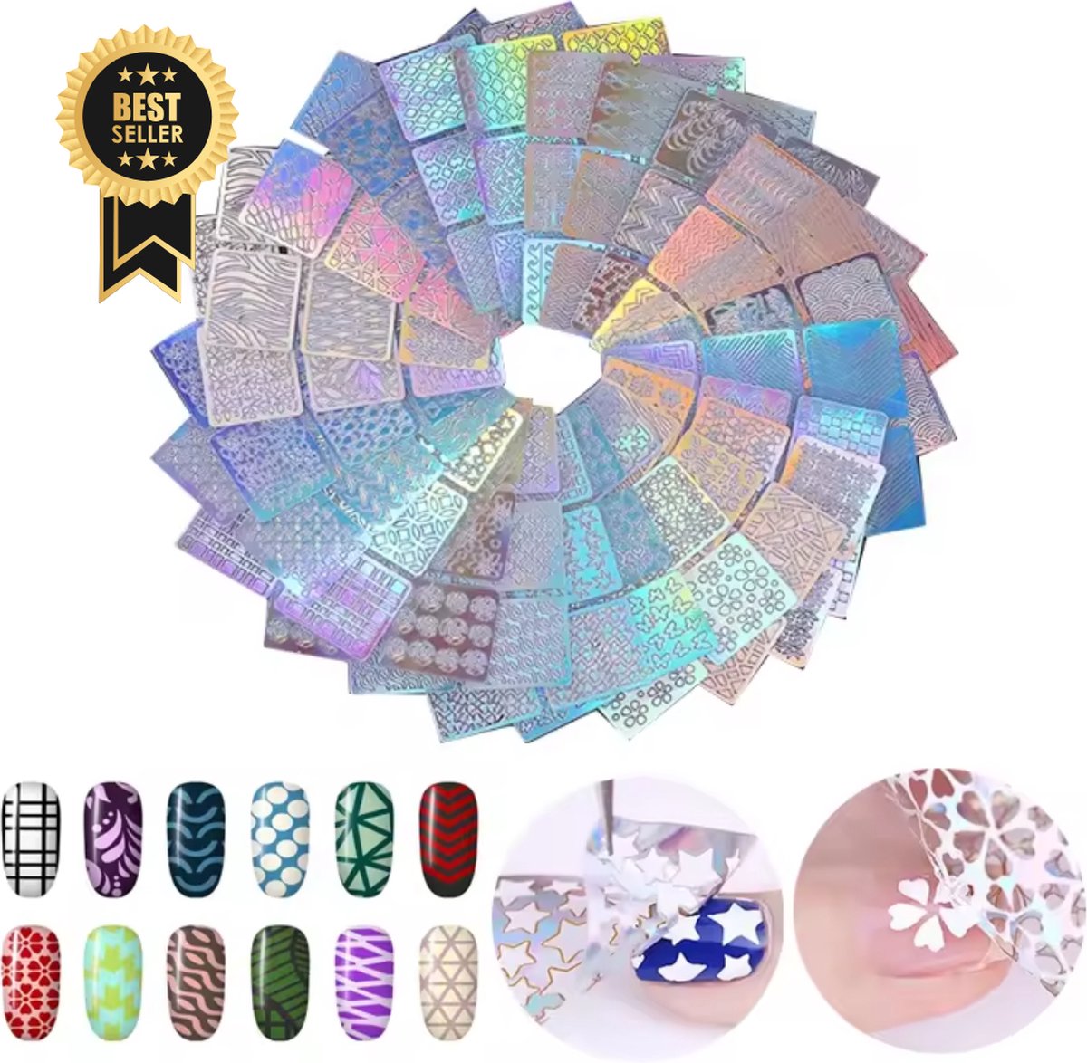 Goedkoopste GUAPÀ® Nail Art Nagel Sjabloon Stickers 12 vellen | Zelfklevende Nagelstickers & Nageldecoratie | Nail Art Decals | Nagel Stickers Diverse Patronen