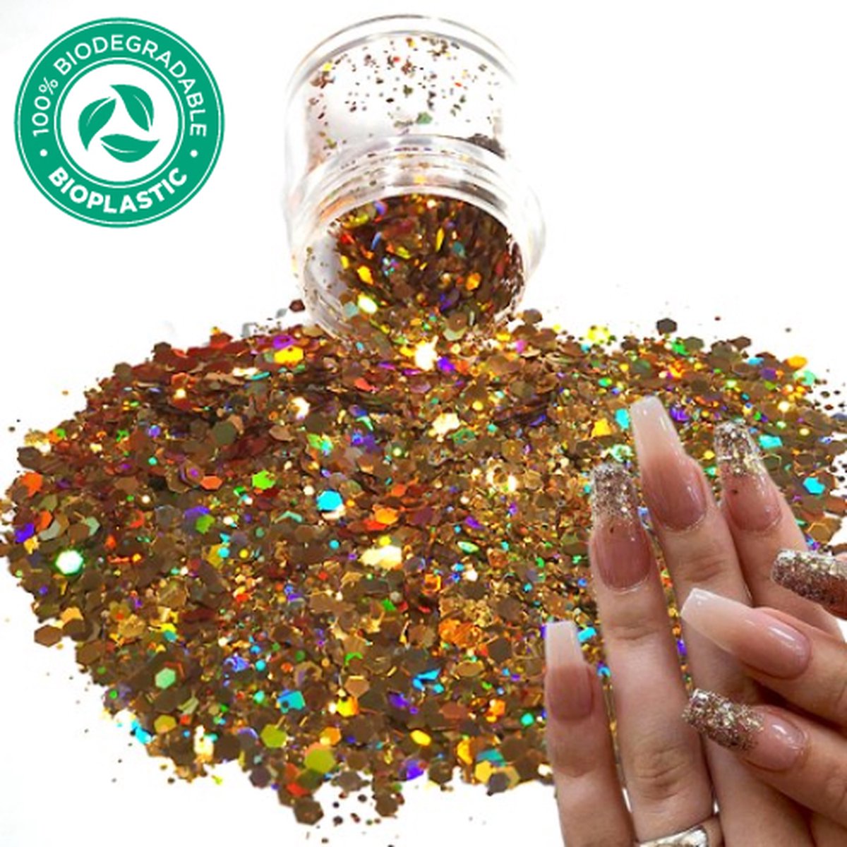 Goedkoopste Chunky Glitters (Goud) [Volume 8g - Festival Glitter Outfit Nagel Decoratie Versiering - Manicure Kunstnagels Nepnagels Acryl Nagels - Kinderen Volwassenen Dames Glitters]