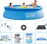 Intex Rond Opblaasbaar Easy Set Zwembad - 305 x 76 cm - Blauw - Inclusief Onderhoudspakket - Zwembadfilterpomp - Filter - Grondzeil - Stofzuiger - Solar Mat