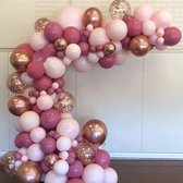 Arche de Ballon Rose & Or - 100 Pièces - Forfait Décoration - Ballons Anniversaire - Fête d'Anniversaire - Anniversaire Filles - Ensemble Complet - Forfait Décoration