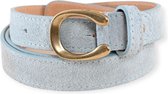 Suede riem - Damesriem - Leren riem - Blauwe riem - Dunne riem - Riem dames - Broekriem - Riem - Leer - Blauw - Pastel -85 CM